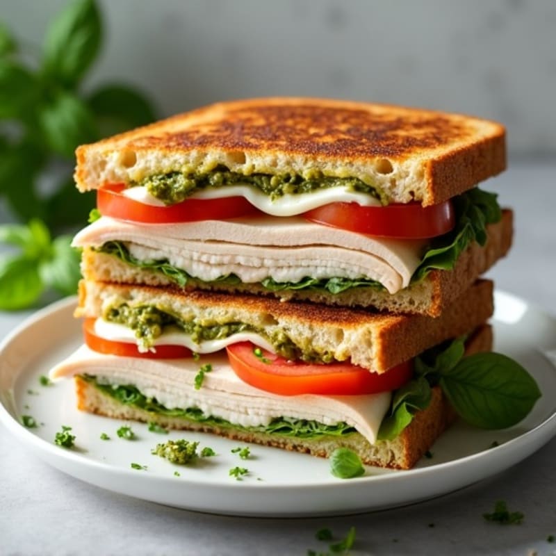 Pesto Turkey Panini with Fresh Mozzarella