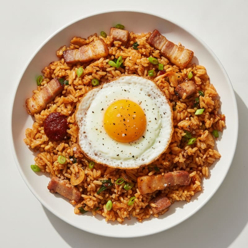 Savory Kimchi Fried Rice with Pork Belly