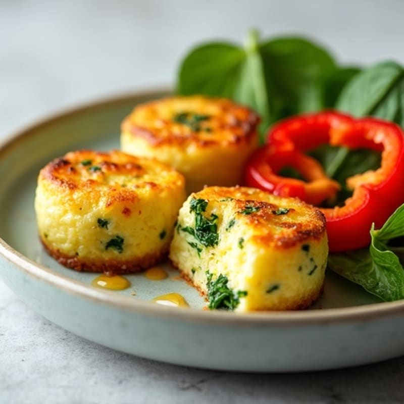 Fluffy Baked Egg Bites with Spinach and Bell Pepper