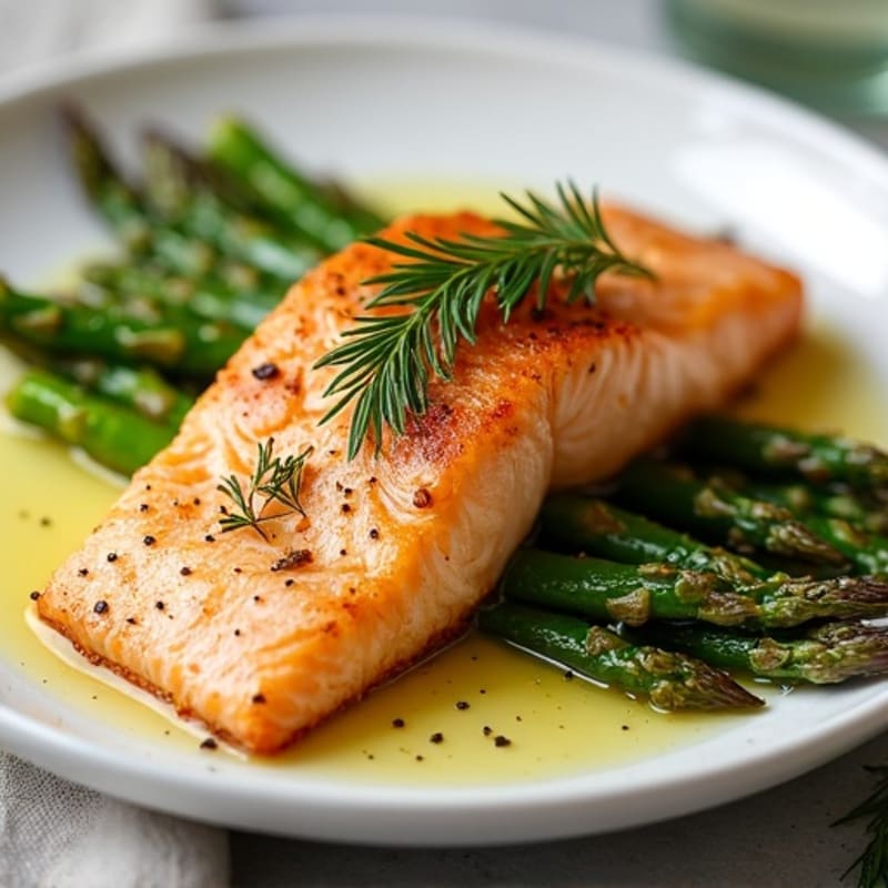 Flaky Baked Salmon with Lemon-Herb Roasted Asparagus