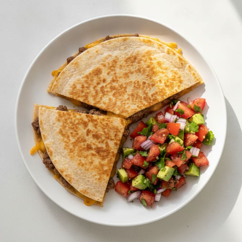 Cheesy Beef Quesadillas with Pico de Gallo