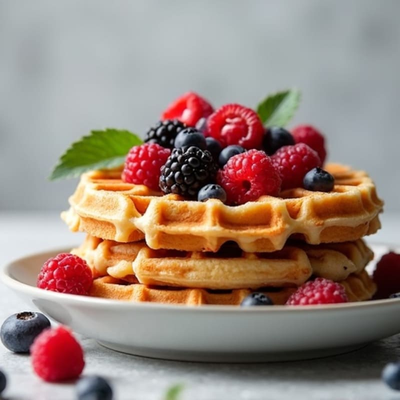 Crispy Protein Waffles with Creamy Berry Filling