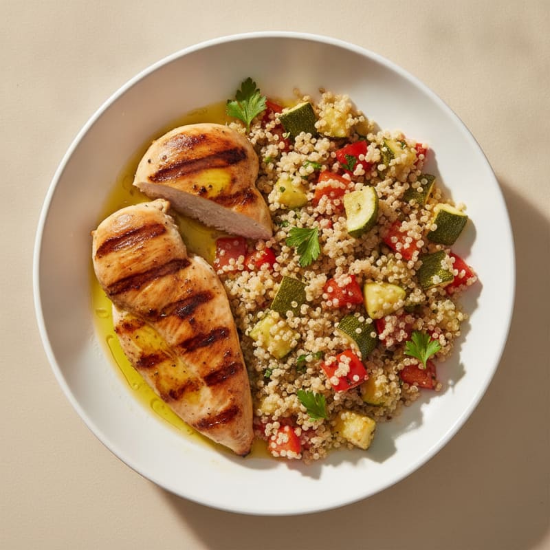 Grilled Chicken and Quinoa Bowl with Roasted Vegetables