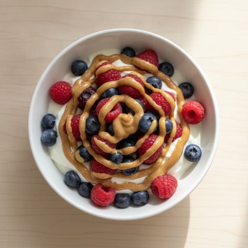 Greek Yogurt Parfait with Mixed Berries and Almond Butter