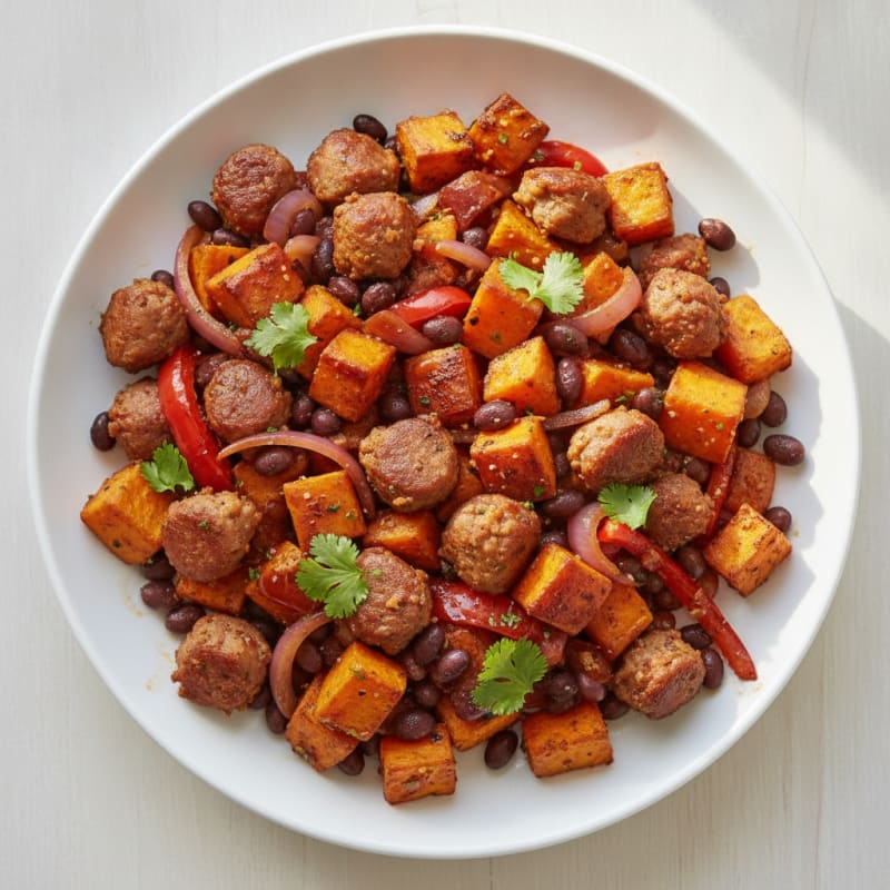 Chicken Sausage and Sweet Potato Hash