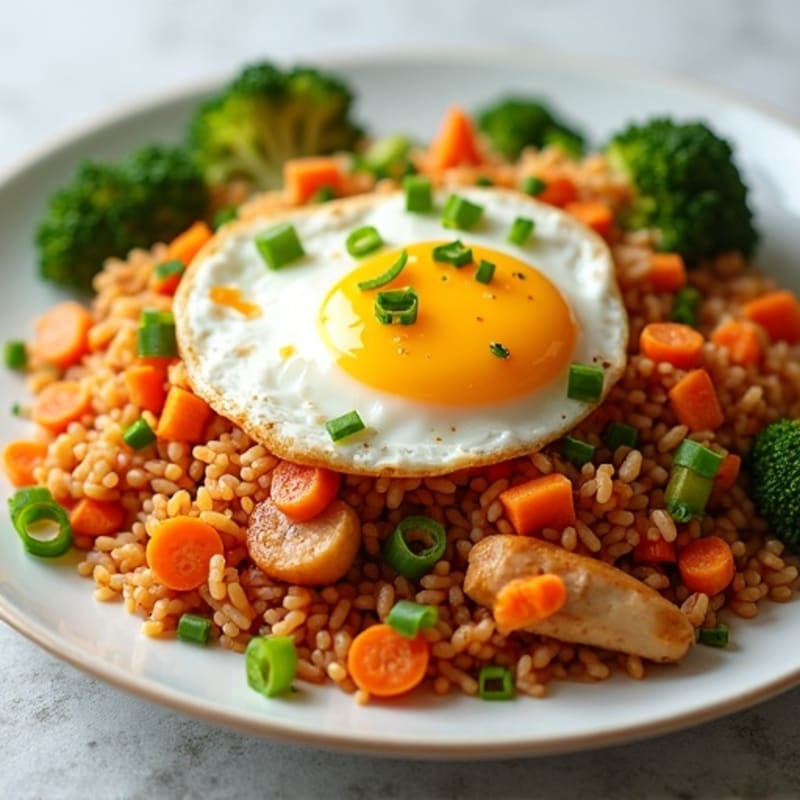 Savory Kimchi Fried Rice with Lean Chicken and Crispy Vegetables