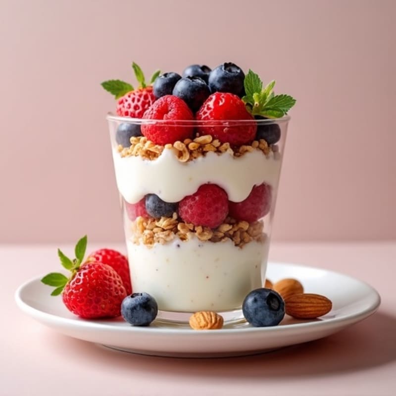 Cottage Cheese Berry Parfait with Almonds