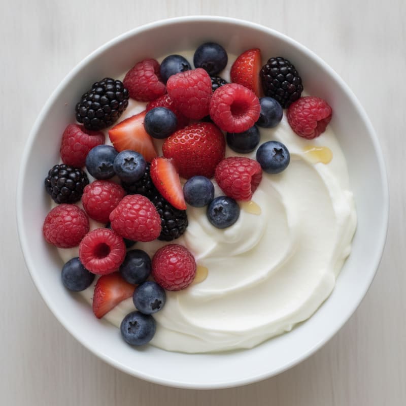Greek Yogurt Protein Pudding with Mixed Berries