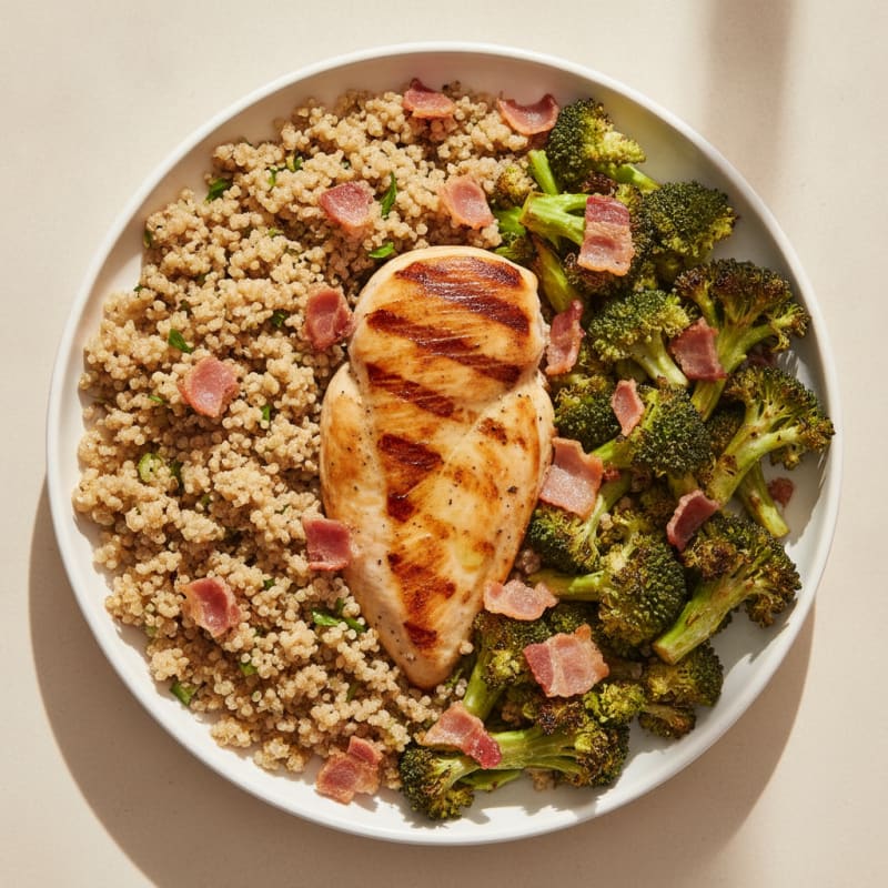 Grilled Chicken Breast with Roasted Broccoli and Quinoa