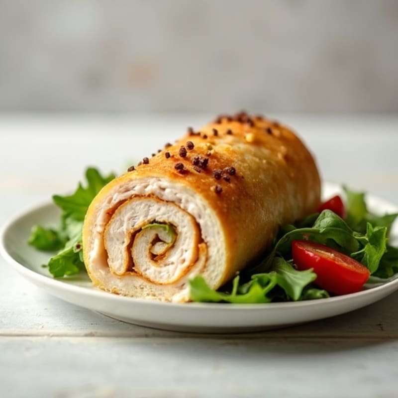 Chicken Roll with Roasted Potatoes and Mixed Salad