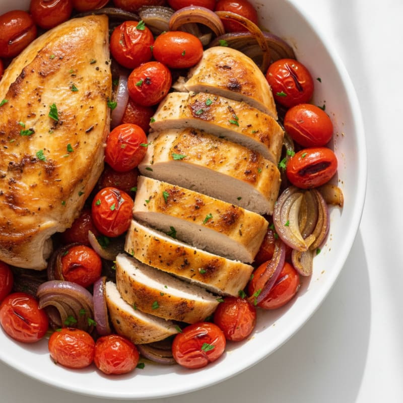 Garlic Herb Chicken with Roasted Tomatoes and Onions