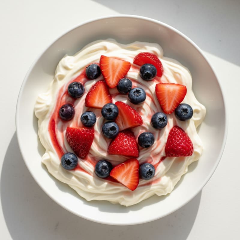Creamy Greek Yogurt with Protein Powder and Fresh Berries