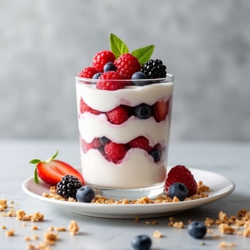 Silky Greek Yogurt Protein Parfait with Mixed Berries