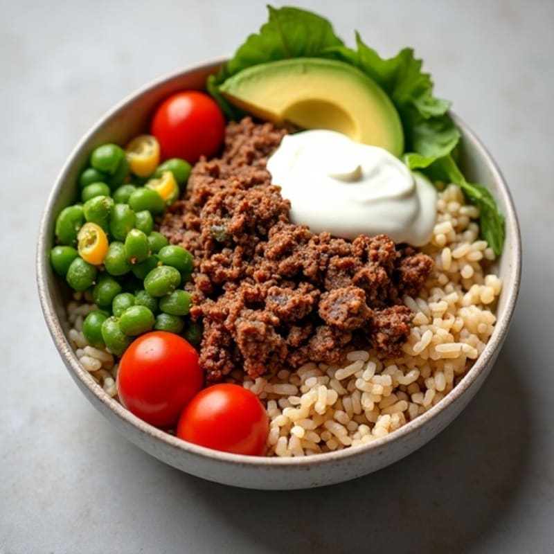 Seasoned Ground Beef Bowl with Special Sauce
