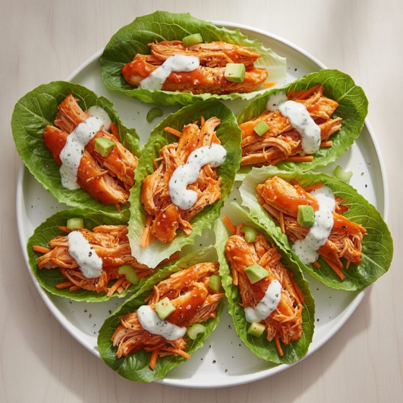 Buffalo Ranch Chicken Lettuce Wraps