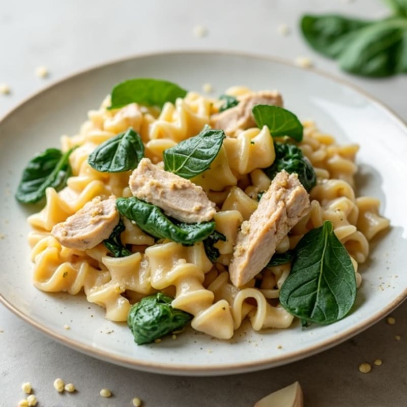 Creamy Garlic Chicken and Spinach Pasta