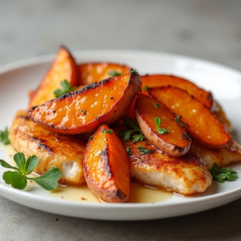 Honey-Glazed Chicken with Roasted Sweet Potato Wedges