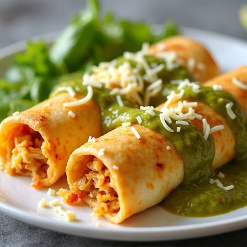 Salsa Verde Shredded Chicken Enchiladas