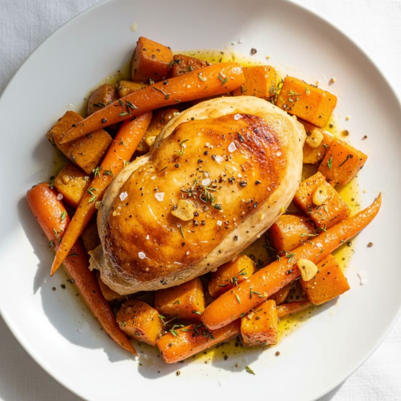 Garlic Herb Roasted Chicken with Root Vegetables