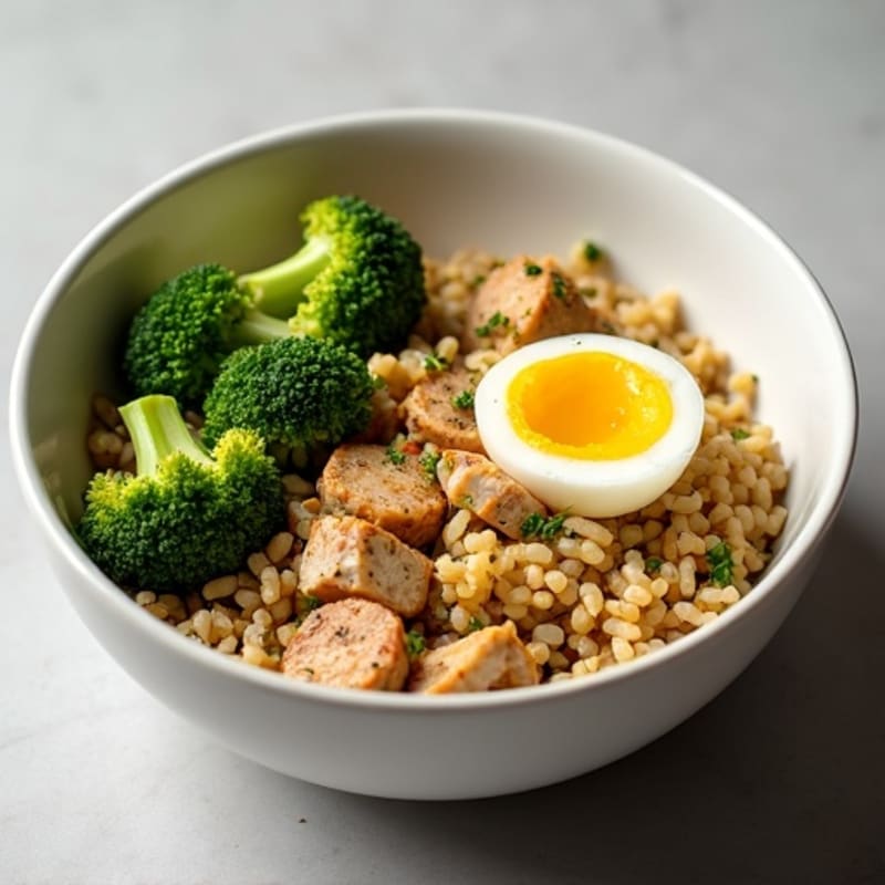 Herb-Seasoned Ground Chicken and Brown Rice Power Bowl