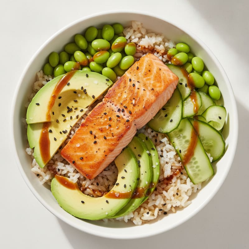 Salmon Sushi Rice Bowl with Avocado
