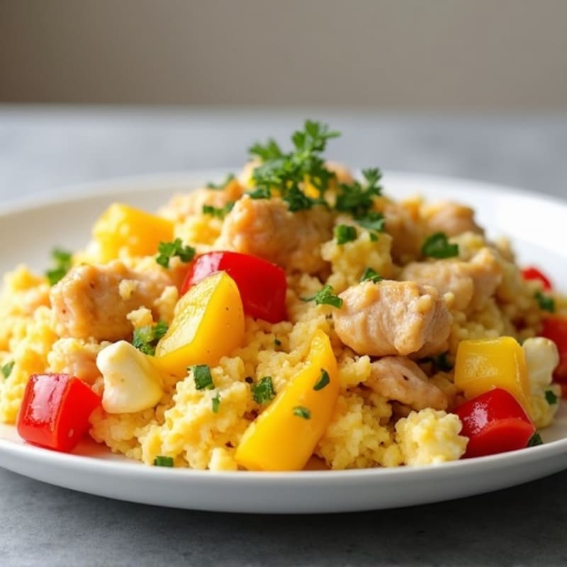 Savory Chicken and Egg Scramble with Creamy Cottage Cheese