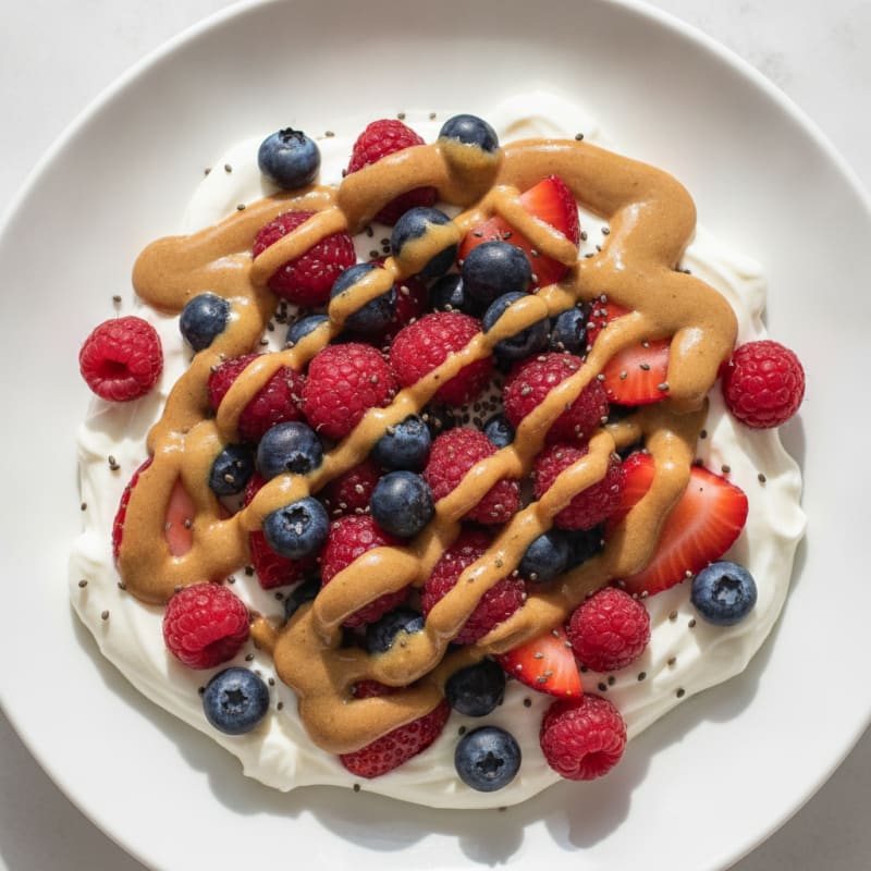 Greek Yogurt Protein Parfait with Berries and Almond Butter