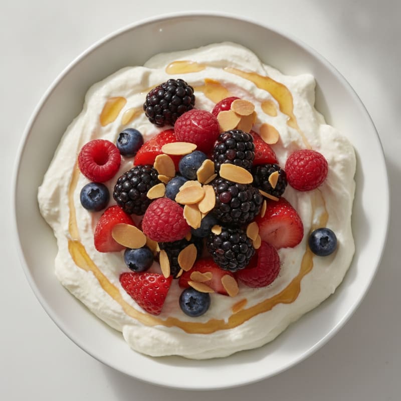 Greek Yogurt Protein Mousse with Mixed Berries