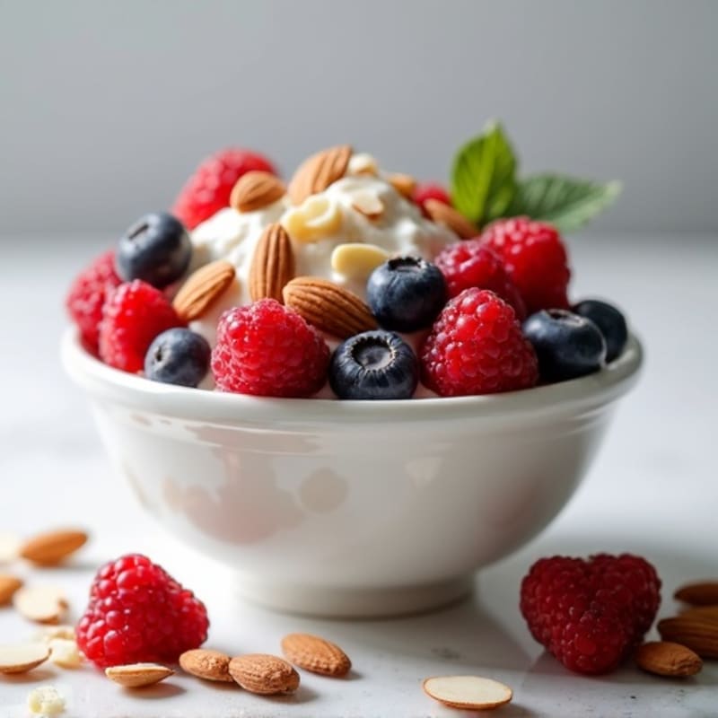 Creamy Greek Yogurt with Fresh Berries and Crunchy Almonds