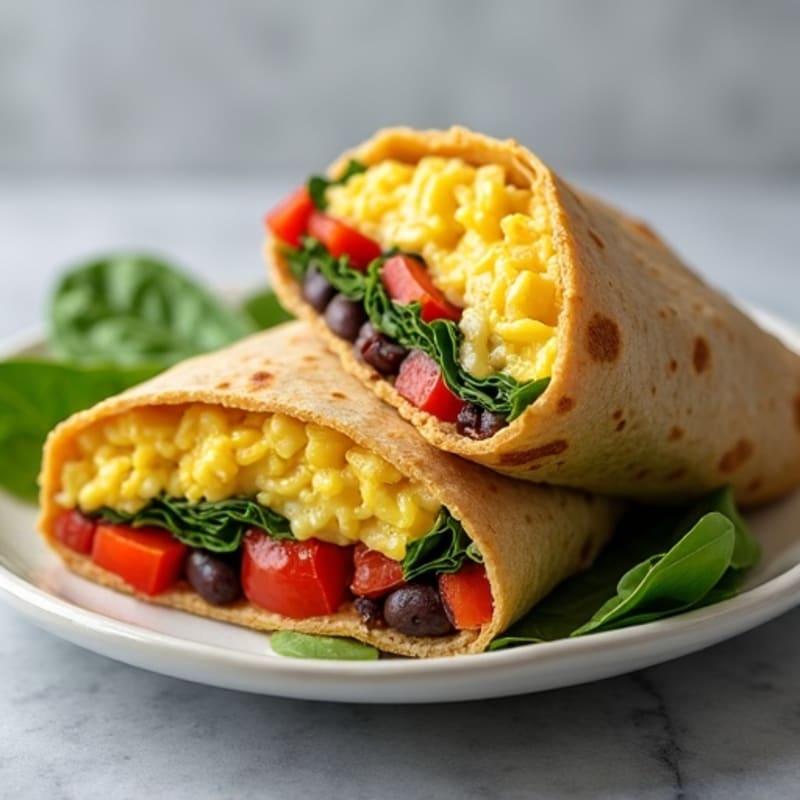 High-Protein Scrambled Egg and Lean Turkey Breakfast Burrito
