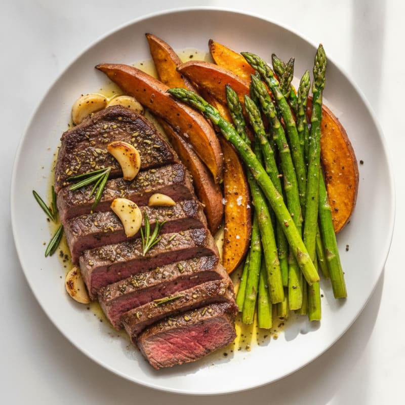 Garlic Herb Roasted Beef with Asparagus