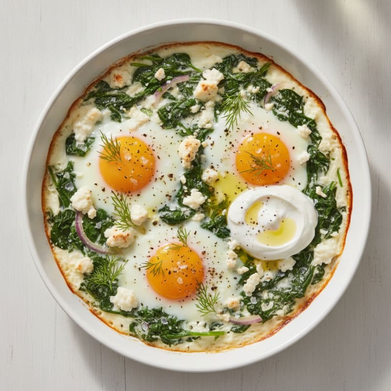 Baked Eggs with Spinach and Feta