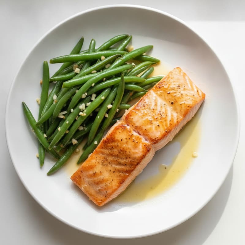 Pan-Seared Salmon with Garlic Green Beans