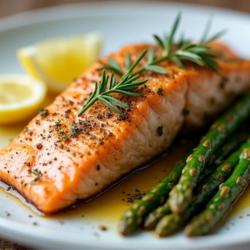 Herb-Crusted Pan-Seared Salmon with Roasted Asparagus