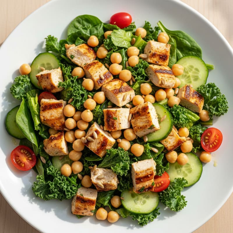 Chopped Chicken Salad with Mixed Greens and Chickpeas