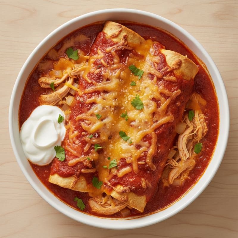 Chicken Enchiladas with Red Chili Sauce