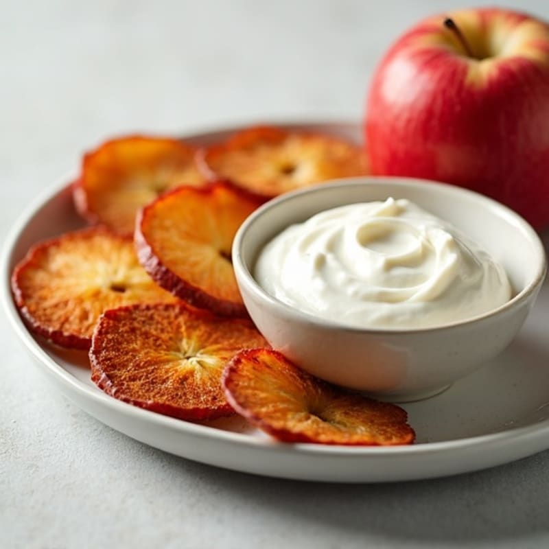 Cinnamon-Vanilla Baked Apple Chips with Protein Yogurt Dip