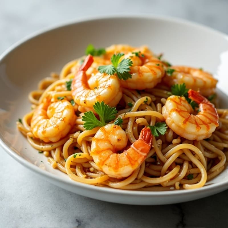 Sautéed Shrimp with Peanut Lime Noodles