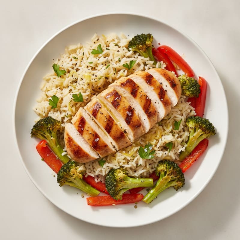 Lemon Herb Rice Pilaf with Roasted Vegetables