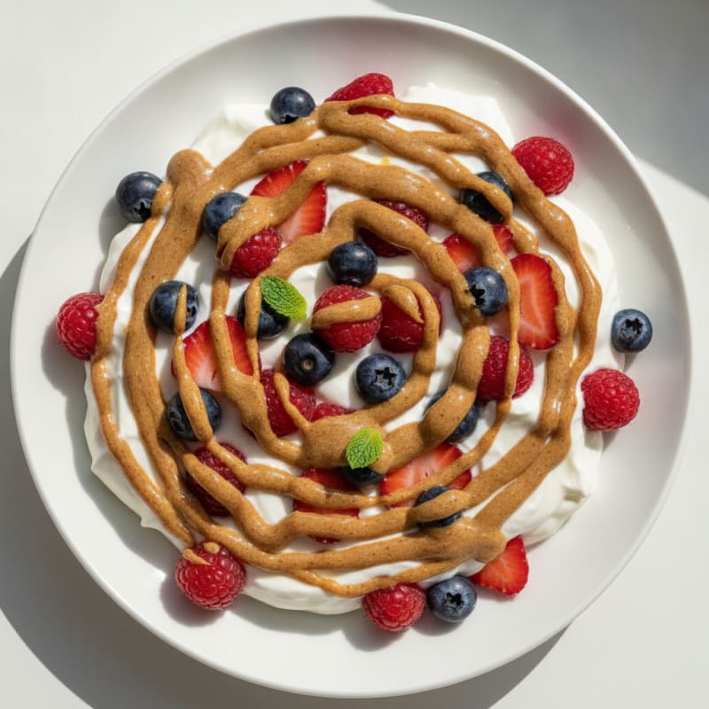 Greek Yogurt Protein Parfait with Berries and Almond Butter