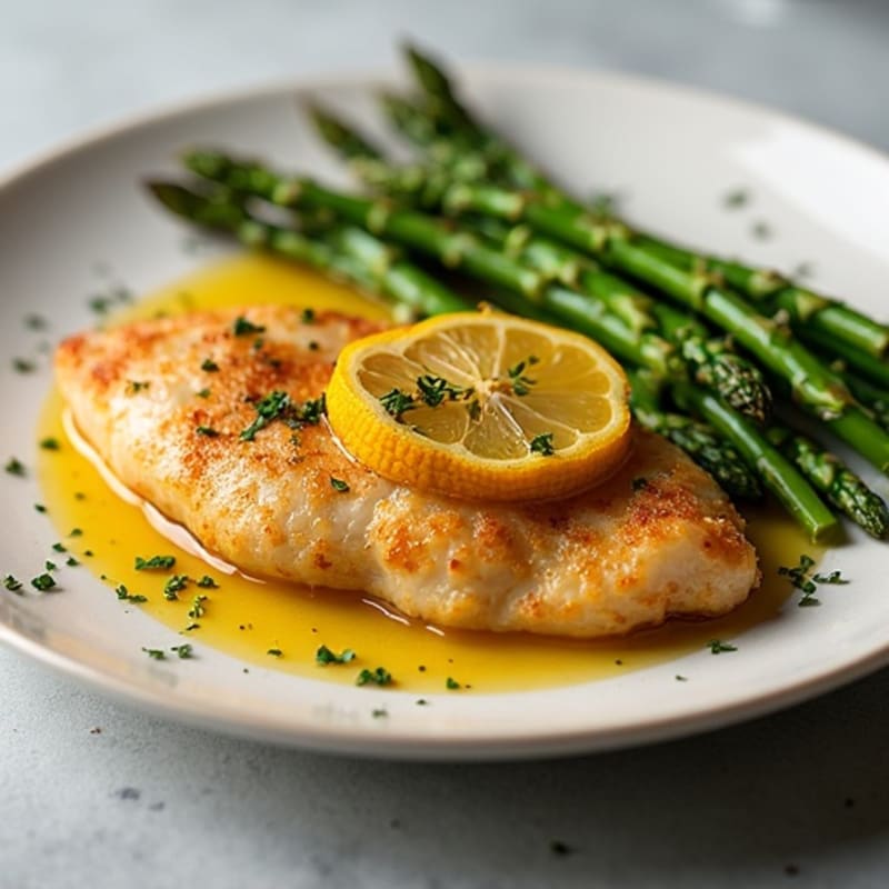 Crispy Lemon Garlic Chicken with Roasted Asparagus