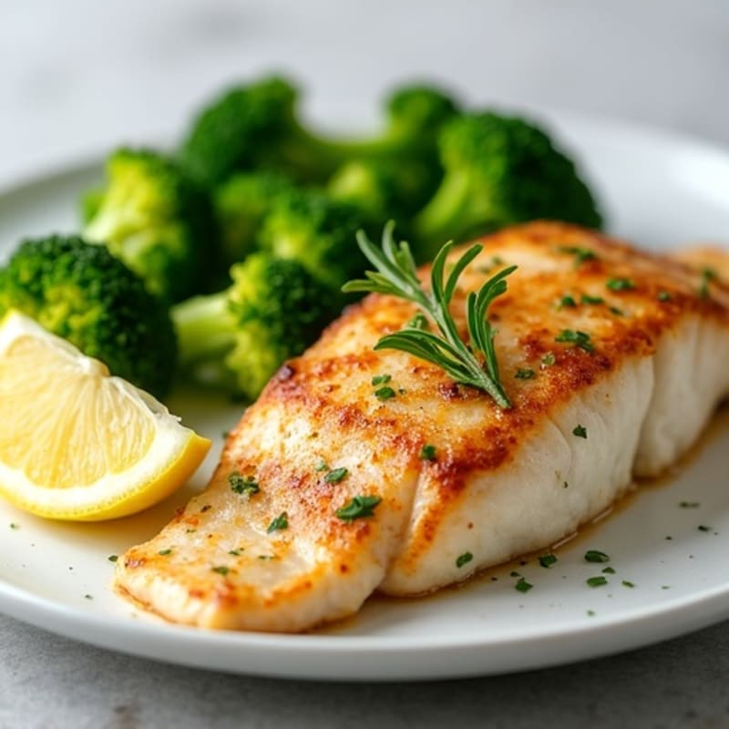 Seared Tilapia with Steamed Broccoli and Lemon