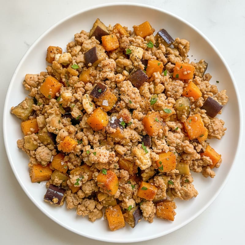 Roasted Eggplant and Squash Egg White Hash