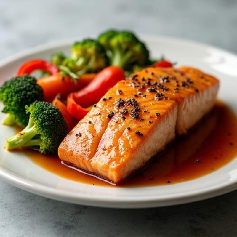 Healthy Teriyaki Glazed Salmon with Roasted Vegetables