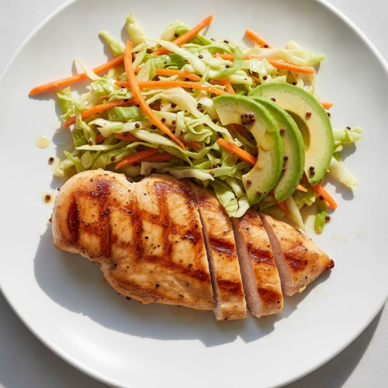 Grilled Chicken Breast with Crunchy Cabbage Slaw