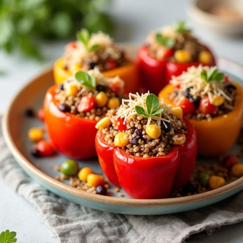Roasted Zesty Quinoa Stuffed Bell Peppers
