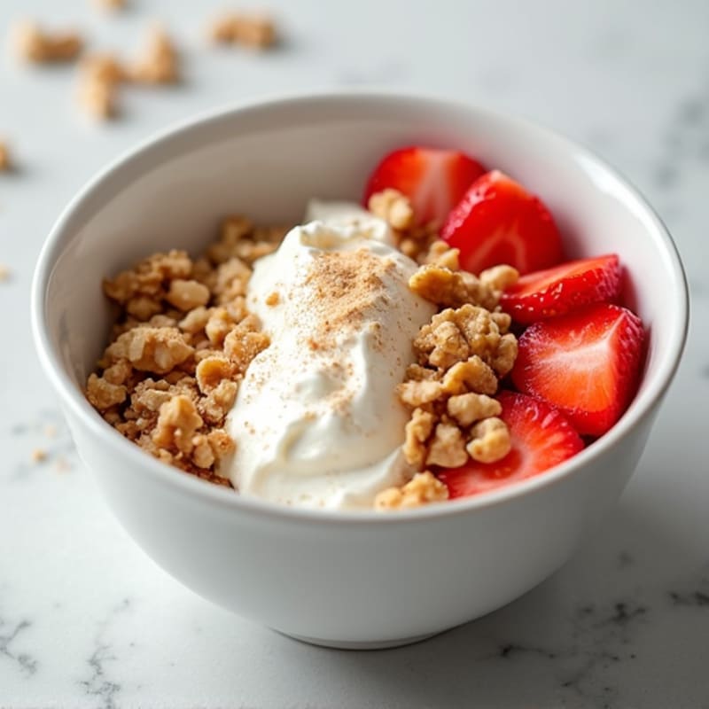 Greek Yogurt Bowl with Protein Powder and Chopped Walnuts