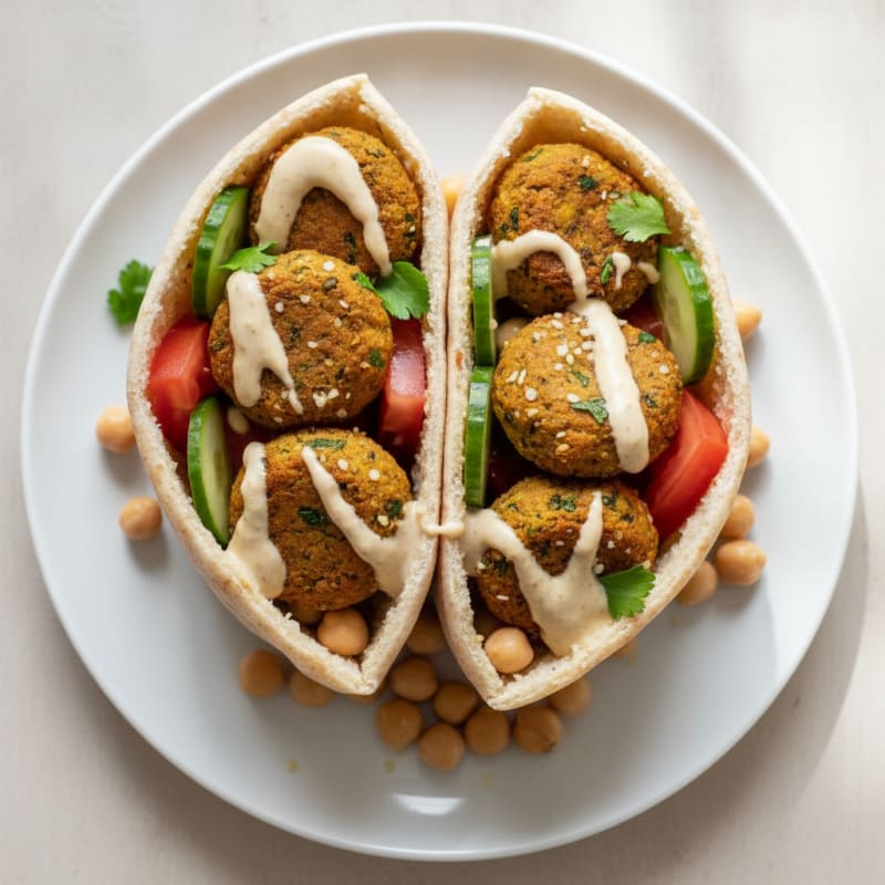 Falafel Pita with Tahini Sauce