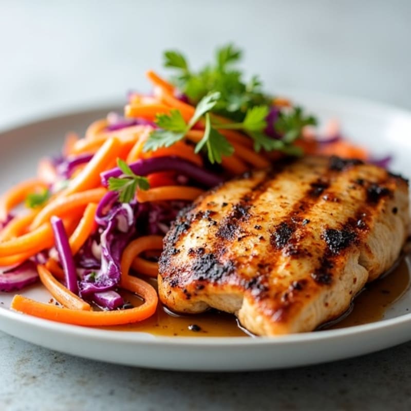 Grilled Chicken Breast with Crunchy Cabbage Slaw