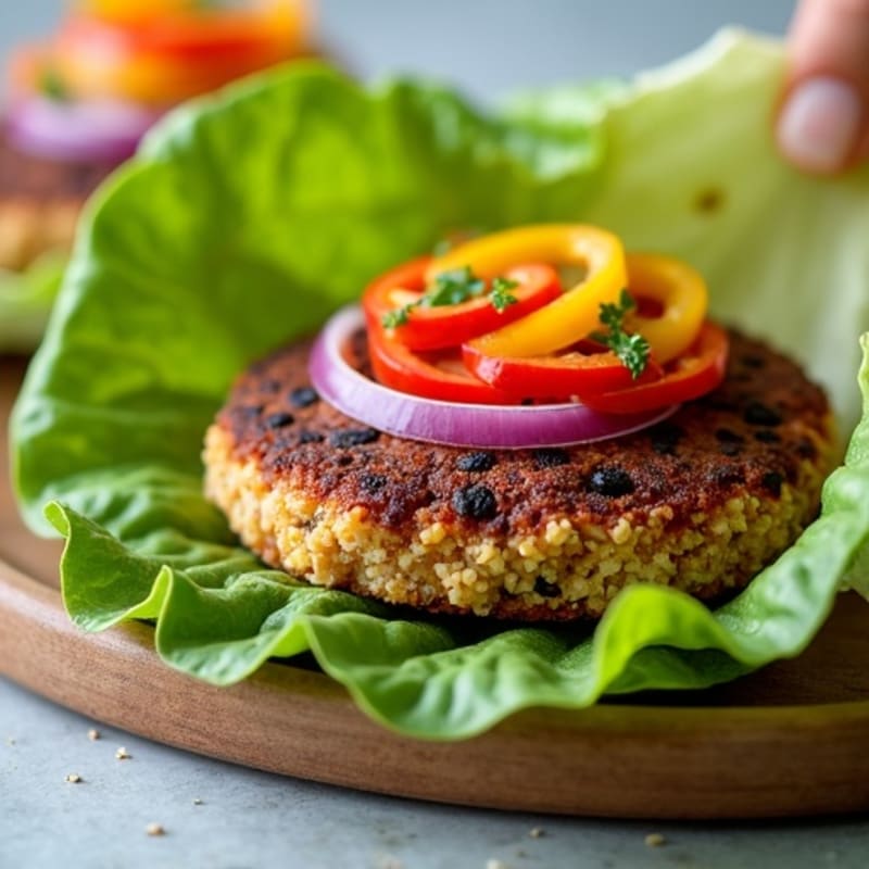 Crispy Black Bean Quinoa Burger Lettuce Wrap